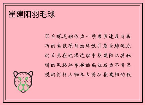 崔建阳羽毛球